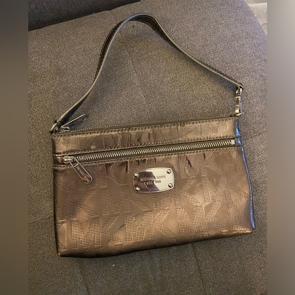 Michael Kors pewter/gray clutch